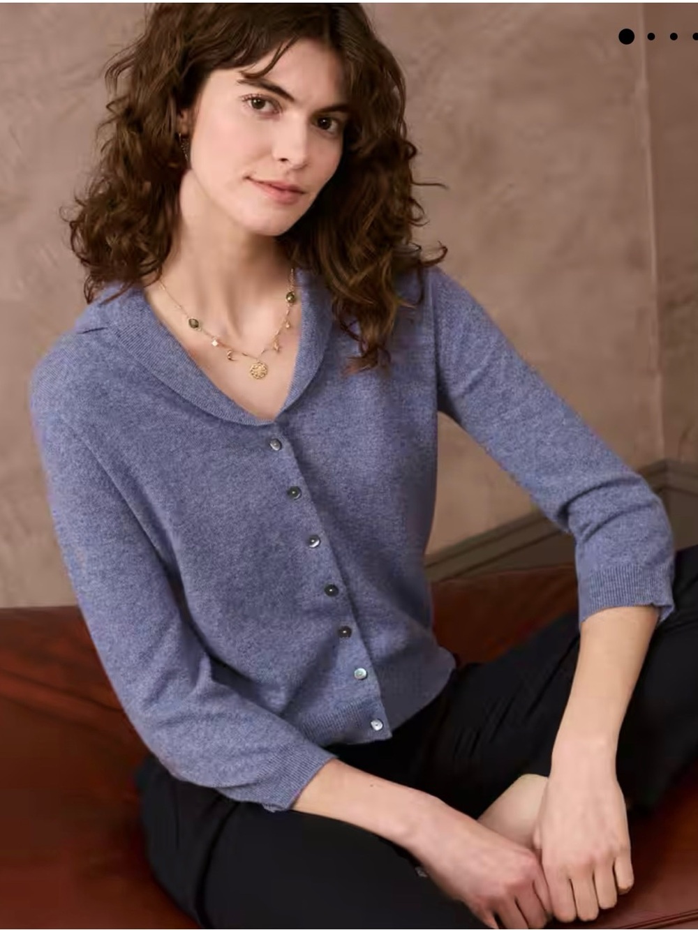 Brora cashmere Plum Button-Front Cardigan - Picture 4 of 6